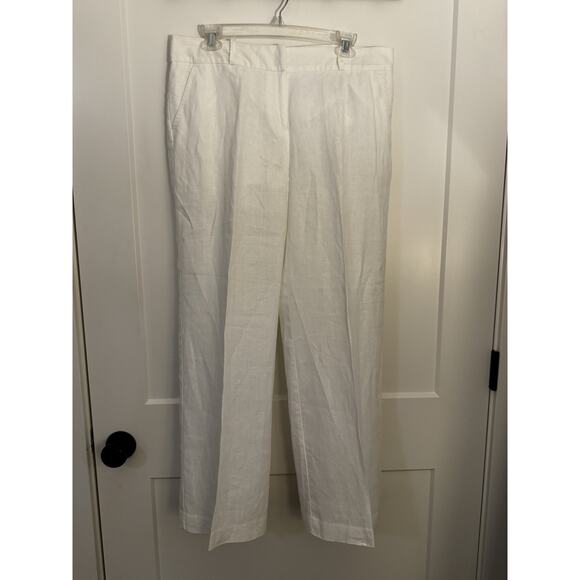 TU 100% Linen Trousers Pants White Sz 14S Wide Leg Resortwear Beach Vacation - Picture 1 of 12